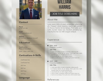 Canva Resume Template Modern CV Design Professional Job Application Editable Cover Letter not included Digital Download Career Portfolio