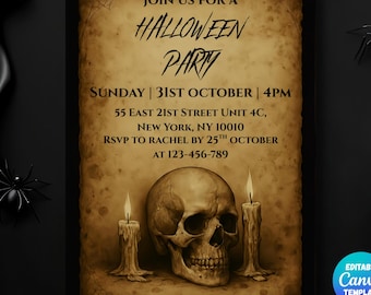 Spooky Halloween Party Invitation: Editable Canva Template (Instant Download)