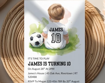Editable Soccer Birthday Invitation | Football Party Evite | Football Birthday | Canva Template – 1st Birthday & Any Age