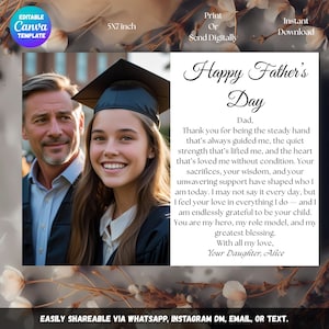 Editable Father's Day Card, Printable Father's Day, Instant Download, Father's, Modern Father's Day Card, Sentimental Card, Canva Template