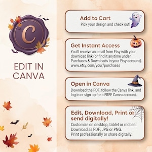 Halloween Party Invitation Digital Halloween Invitation Template Printable Invite Lets Get Spooky Ghost Party Trick or Treat Canva Template image 11