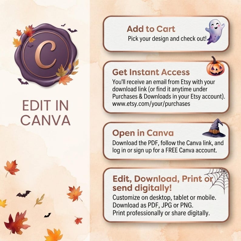 Halloween Party Invitation Digital Halloween Invitation Template Printable Invite Lets Get Spooky Ghost Party Trick or Treat Canva Template image 11
