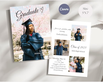 Graduation Announcement Template with Photo, Minimalist Canva Card, Class of 2026