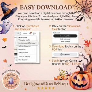 Halloween Party Invitation Digital Halloween Invitation Template Printable Invite Lets Get Spooky Ghost Party Trick or Treat Canva Template image 3