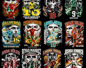 150+ Halftone Football Soccer World Cup Bundle | DTF & DTG PNG Files | A2 A3 A4 Dark T-Shirt Graphics Streetwear Apparel | Digital Download