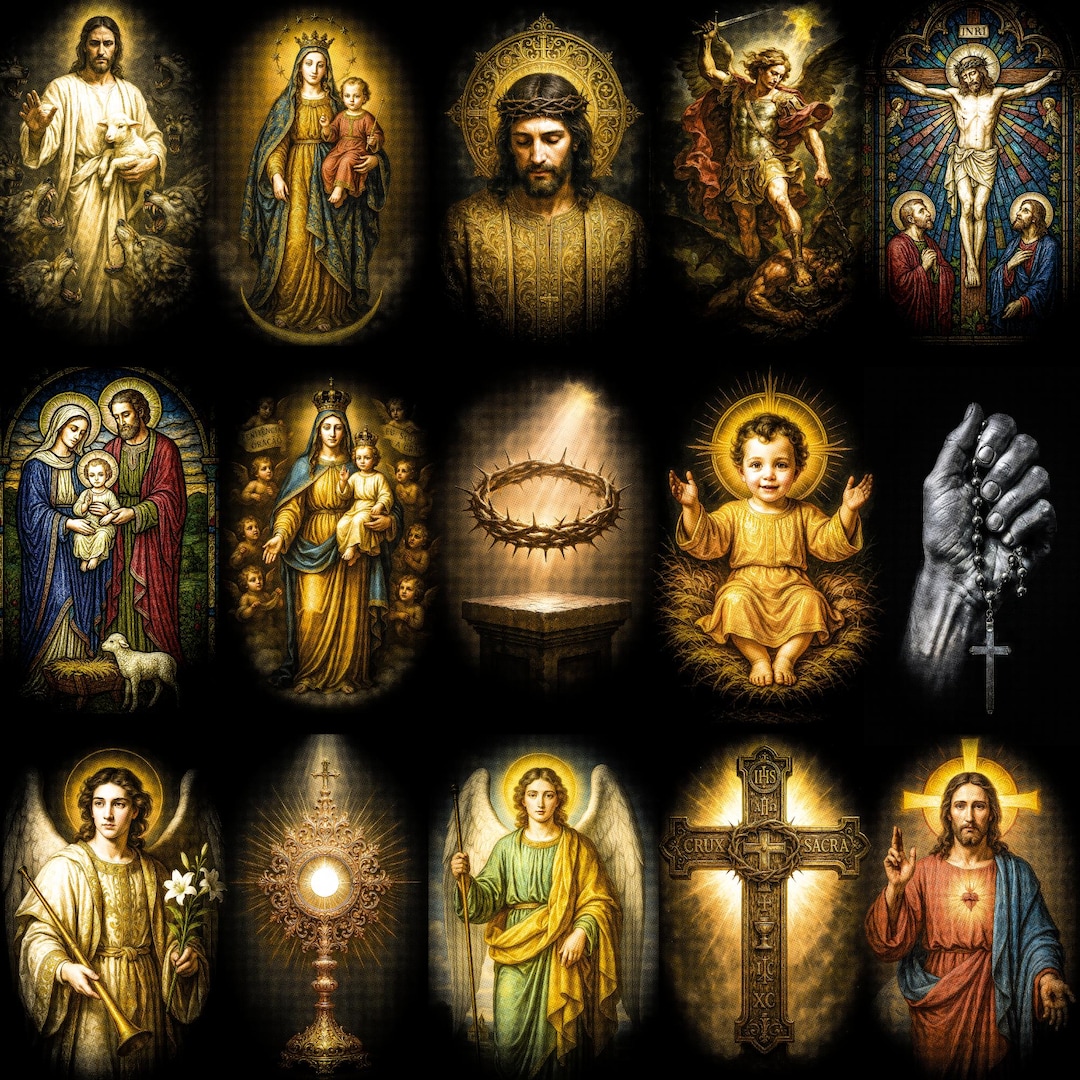 Rectangular Christian Images Christian Art PNG Bundle | 110+ Sacred Religious Designs | Jesus Mary ...