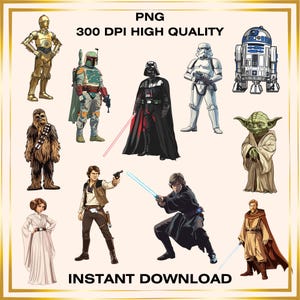 Star Wars Clipart Bundle, Star Wars Stickers, Star Wars Party Decorations, Star Wars Sublimation, Star Wars Bundle, Digital Download