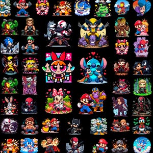 200+ PNG Superhero & Cartoon Bundle | Chibi Clipart, Cute Characters, Sublimation, Stickers, T-Shirts, Digital Download, Crafts