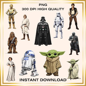 Star Wars PNG Bundle – Space Wars Clipart für Aufkleber, Partydekorationen, Sublimation, T-Shirts, Star Wars Basteln, Digitaler Download