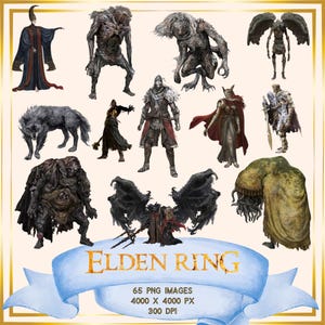 Elden Ring PNG Bundle, Fantasy RPG Clipart, Soulslike PNG, Dark Fantasy, Elden Ring Bosses, Gaming Graphics, Digital Download
