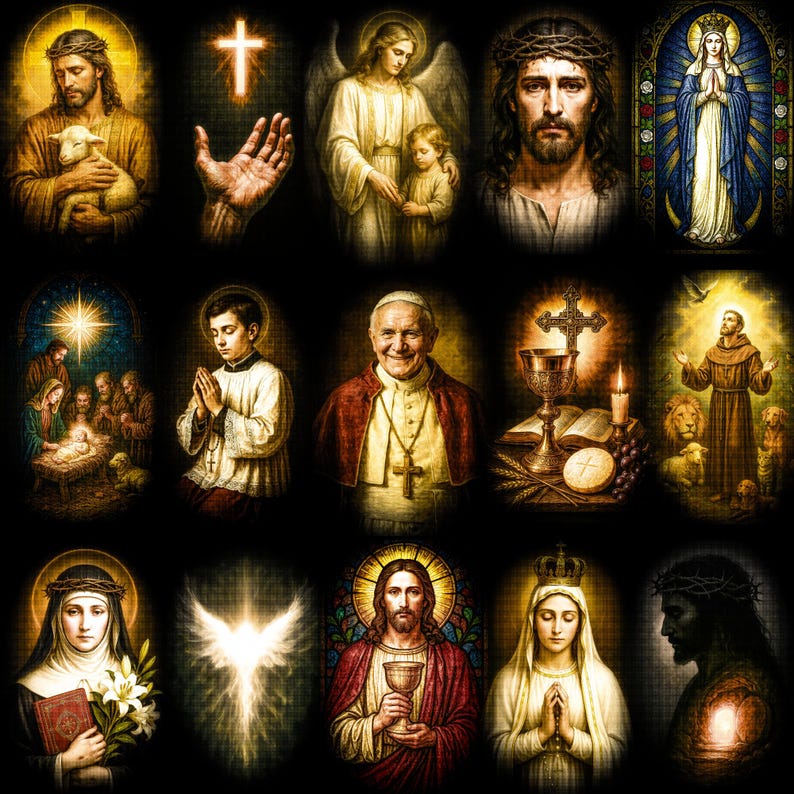 Rectangular Christian Images Christian Art PNG Bundle | 110+ Sacred Religious Designs | Jesus Mary ...