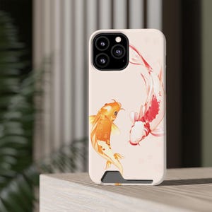 Custodia per telefono con porta carte a forma di pesce koi / Protezione elegante per il tuo dispositivo / Perfetta come regalo, design minimalista, custodia unica