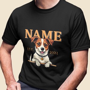 Jack Russel T-Shirt, süßes Cartoon-Hundedesign mit personalisiertem Namen, fröhliches Shirt für Tierliebhaber, perfektes Geschenk für Hundebesitzer