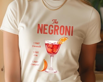 Negroni-shirt, T-shirt met Italiaanse cocktailprint, cadeau voor bartenders