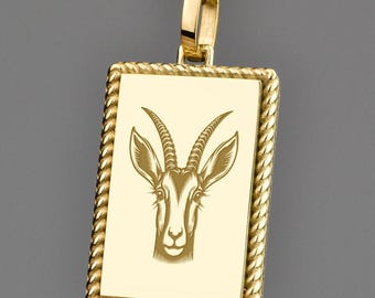 Naszyjnik z Gazeli ze złota 14K, Talizman Gazeli Grants, Zawieszka z Antylopą, Amulet z Głową Gazeli, Wisiorek z Gazeli Rhim, Spersonalizowana Biżuteria z Gazeli
