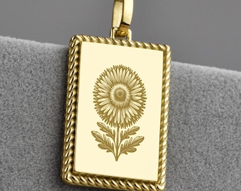 14K Gold Aster Necklace, Floral Pendant, September Flower Talisman, Birth Flower Charm, Horticulture Amulet, Aster Jewelry