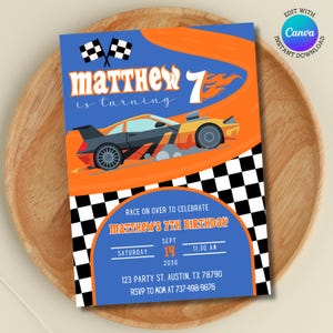 Race Car Birthday Invitation: Checkered Flag Party (Instant Download)