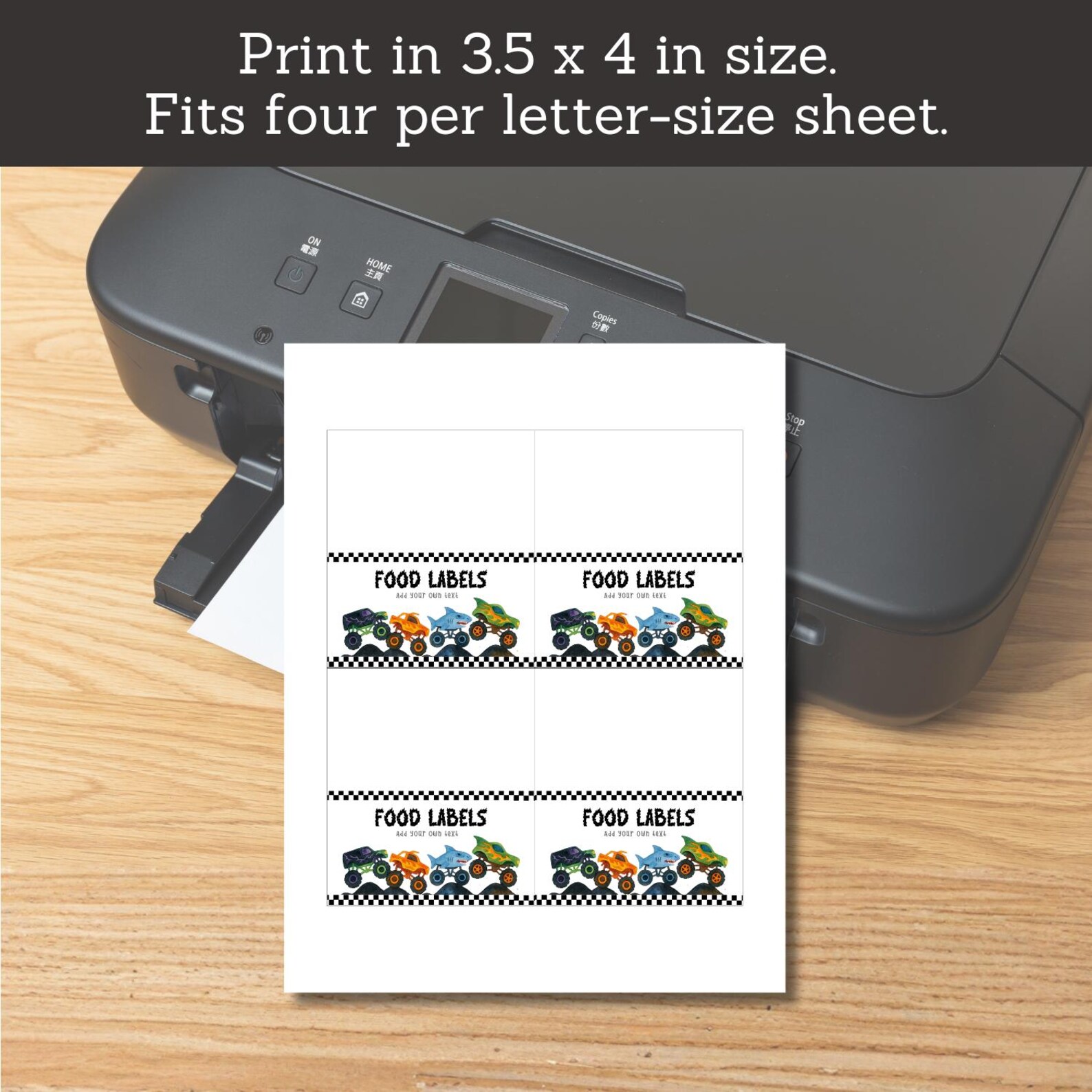 Boom Crash Monster Truck Food Labels | Editable Birthday Buffet Cards ...