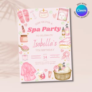 Spa Party Birthday Invitation | Pamper Party Invite | Spa Day | Glam Birthday | Any Age | Printable Digital Download