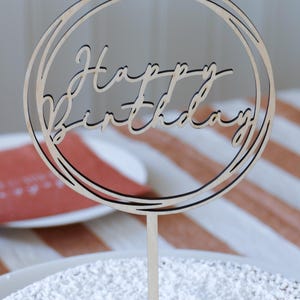 Happy Birthday wooden cake topper | Birthday cake topper | Sustainable cake decoration