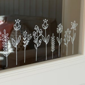 Wildflower window stickers | Self-adhesive flower stickers | Reusable window decals