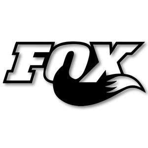 May include: The word "FOX" in bold, white letters with a black outline. The "O" is partially replaced by a black fox tail. The image is on a white background.