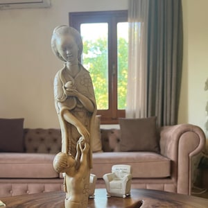Chinese Mother and Child Resin Figurine