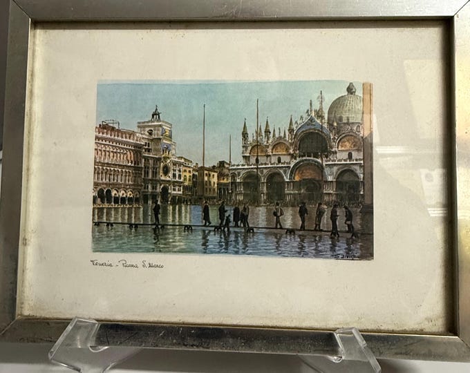 Watercolor by Carlo Salvini (1824-1899) “Venice, St. Mark's Square”