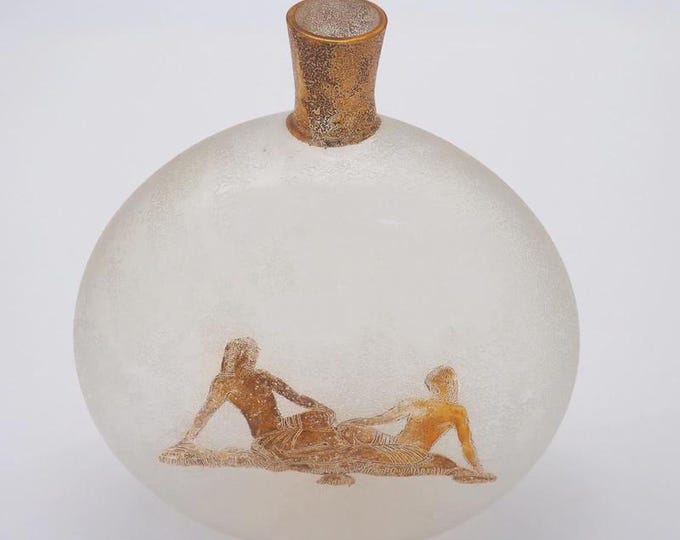 Murano glass vintage - bottiglia satinata decorata in oro