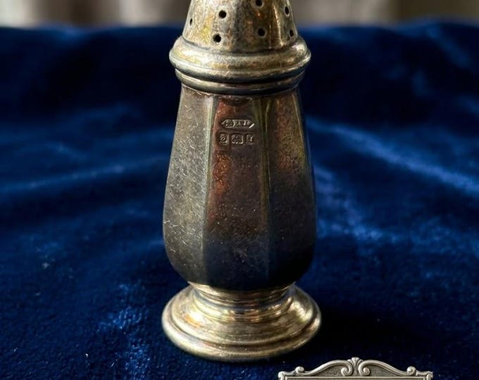 Antique 1913 Sheffield Sterling Silver Pepper Shaker, Lee & Wigfull Solid Silver Pepperette, Edwardian English Hallmarked, Free Shipping