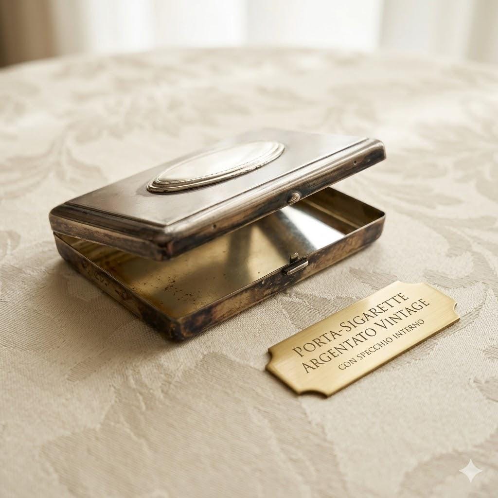 compact mirror cigarette case Vintage Silver Pill Box Case with Mirror, Antique Pocket Makeup Compact,  Elegant Art Deco Tobacco Tin, Italian Collectible, Free Shipping