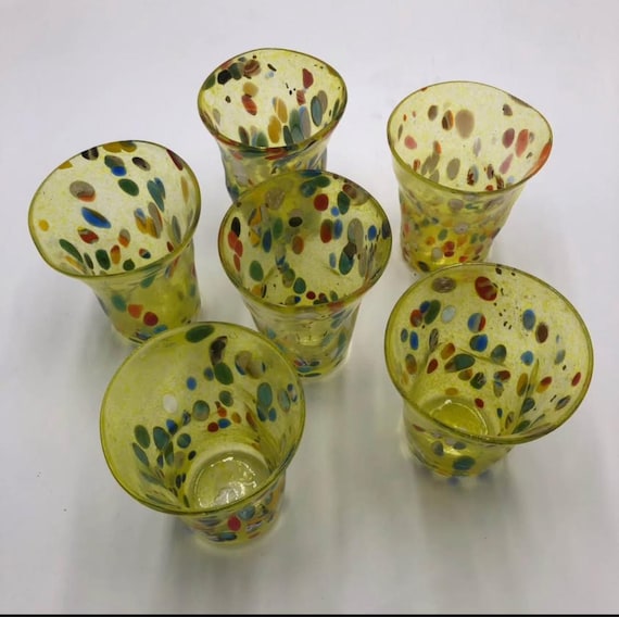 Murano Glass Set of blown glasses "Feuille"