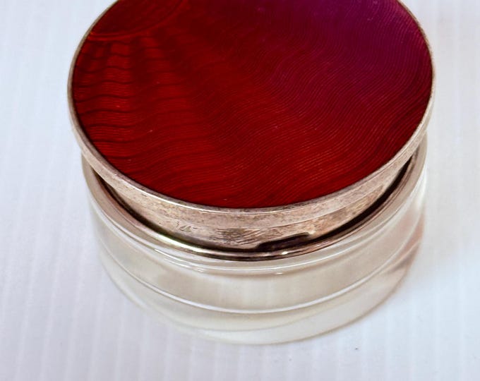 English crystal and enamel toilet container