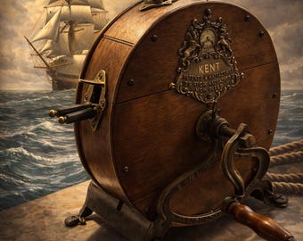 Antique George Kent Knife Cleaner 19thC London, Victorian Oak & Cast Iron Rotary Sharpener, Industrial Kitchen Decor, Rare British Heritage