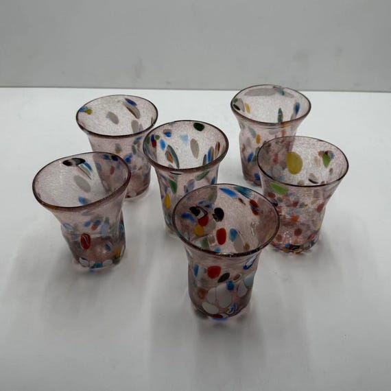 Murano Glass Set of "Feuille" Blown Glasses