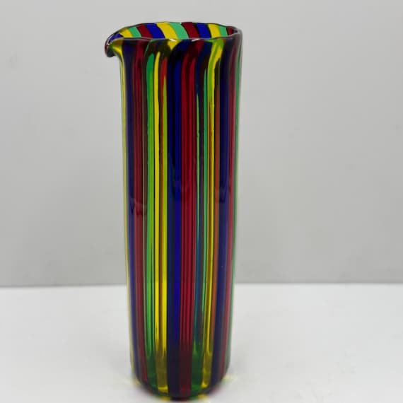 Murano Vintage glassworks Voltolinae 2000s vase made with glass rods.