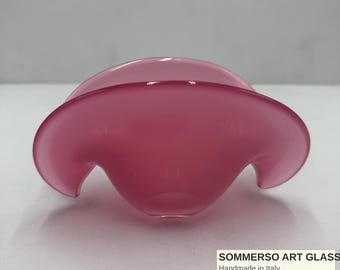 Vintage Murano Style Sommerso Art Glass Bowl Pink & Clear, Mid Century Modern Italian Decorative Bowl, Unique Gift, FREE SHIPPING from Italy