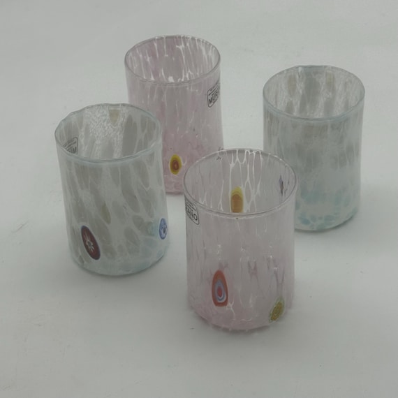 Murano glass set of 4 medium liqueur glasses, color as shown in the photo