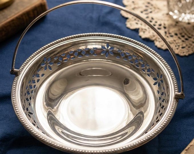 Antique Martin Hall & Co Silver Plate Basket Sheffield, Victorian Pierced Centerpiece with Swing Handle, Vintage EPNS Fruit Bowl, Home Decor