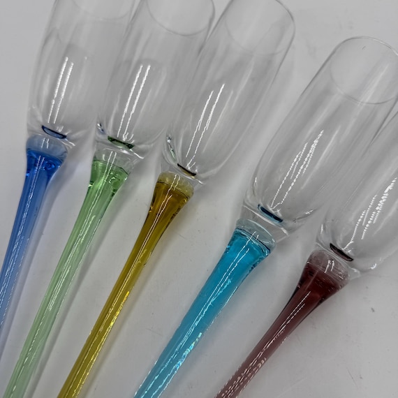 Murano Glass toast glass with colored stems, vintage from the 2000s.