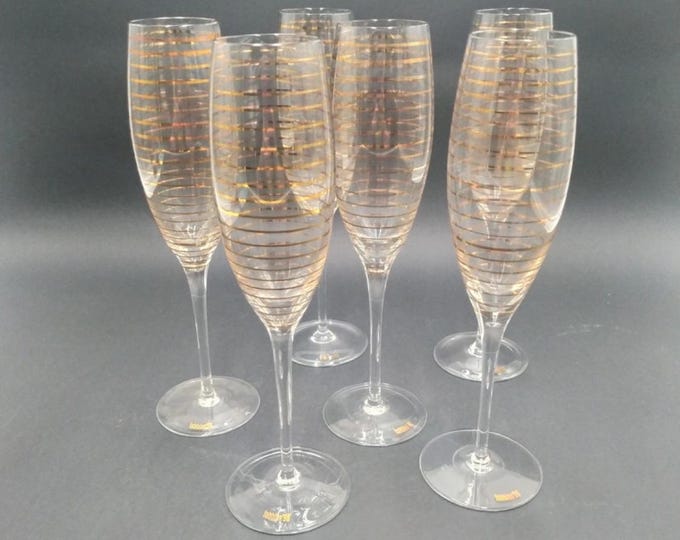 Set of 6 vintage Fabbian brand flute glasses