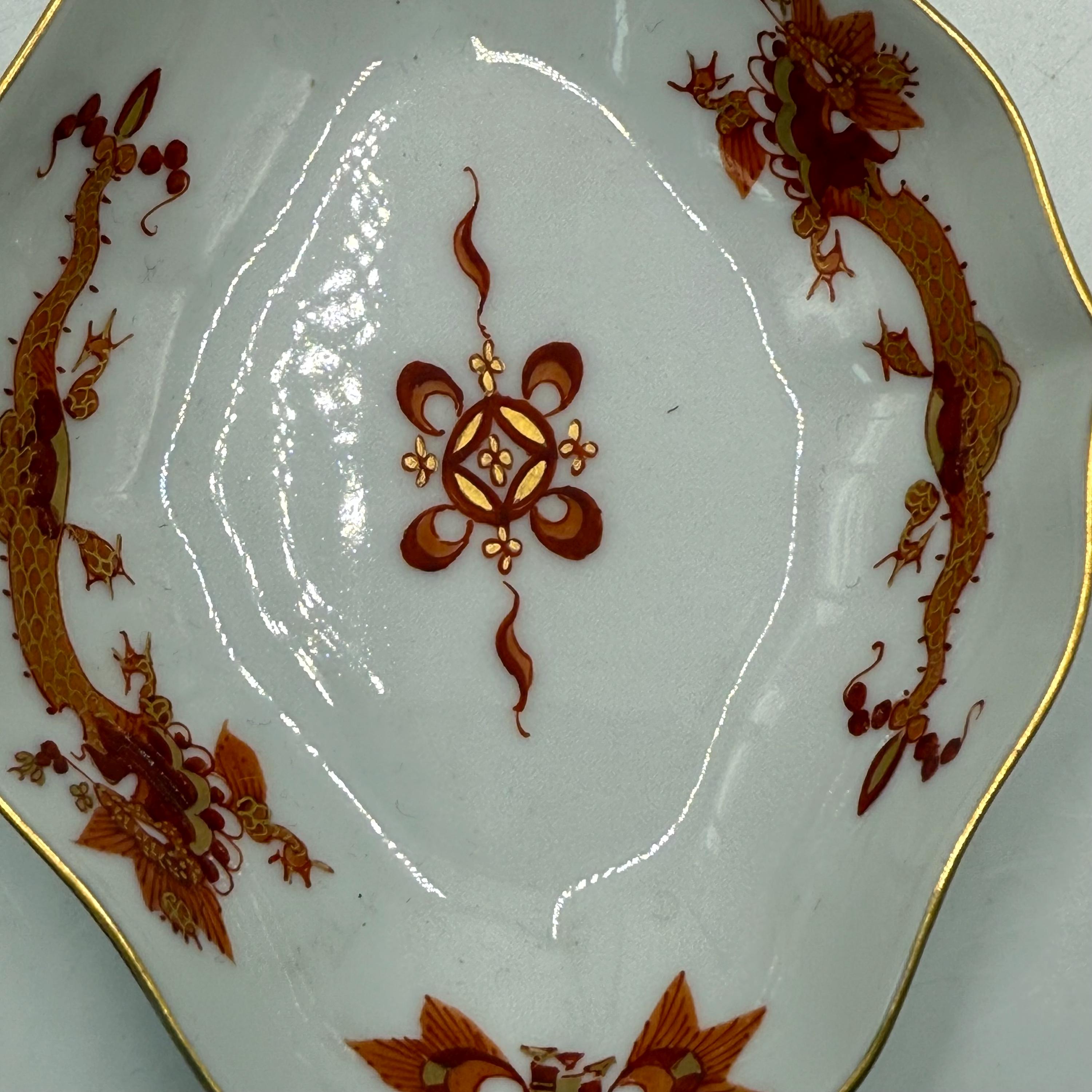 Authentic Meissen Porcelain Red Ming Dragon Small Bowl, Hand