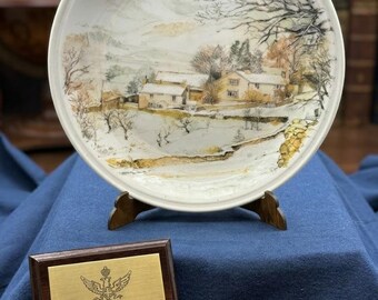 Andrea Fontebasso 1760 Tognana Ironstone Plate, Vintage Country Landscape Decor, Made in Italy, 9.5", FREE SHIPPING