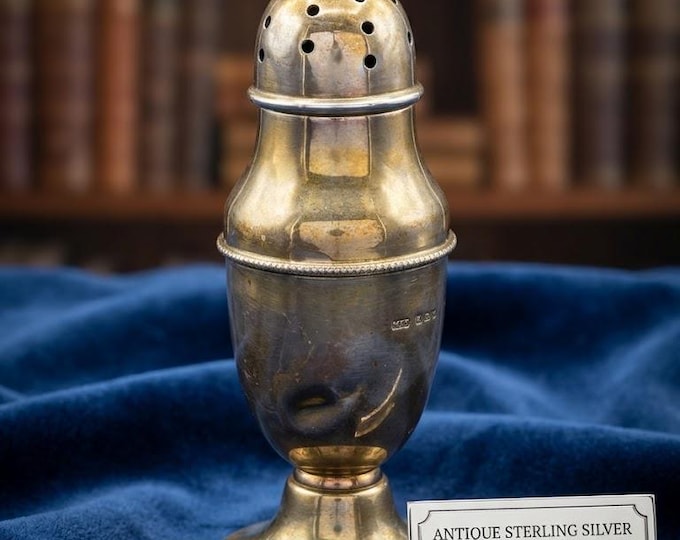 Antique 1909 Sterling Silver Pepper Shaker Birmingham M&J Hallmarked, Edwardian Silver Caster, Solid Silver Salt Shaker, English Collector