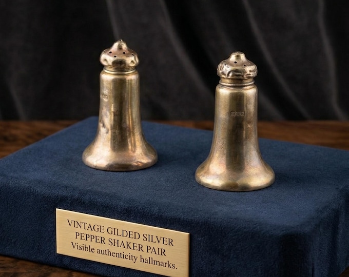 Antique Sterling Silver Salt and Pepper Shakers Pair 925 Hallmarked Gilt Interior Victorian Edwardian Style Luxury Dining Gift Italy Ship