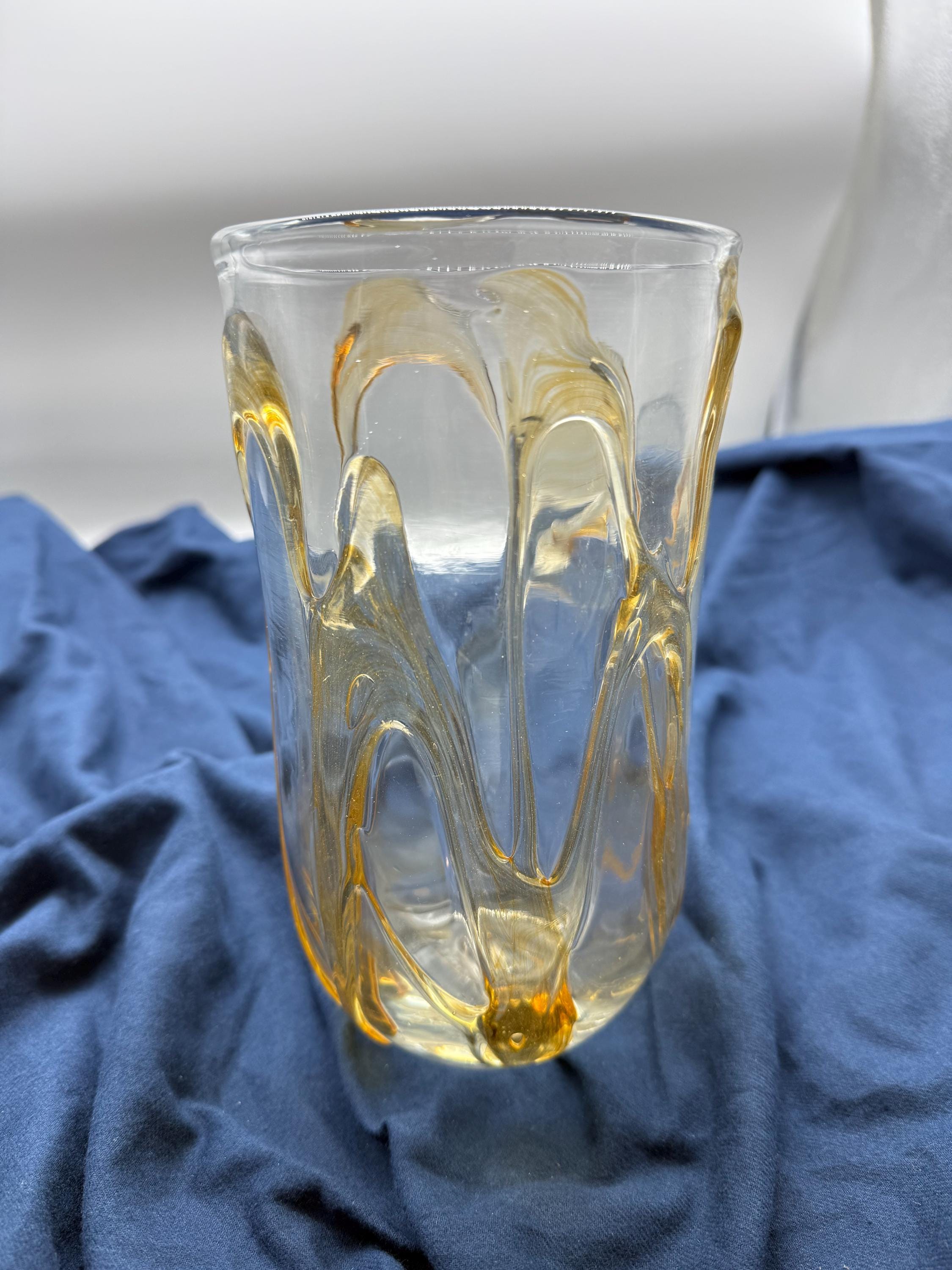 Authentic Murano Glass Vase Signed Santa Chiara 1991 - Italian
