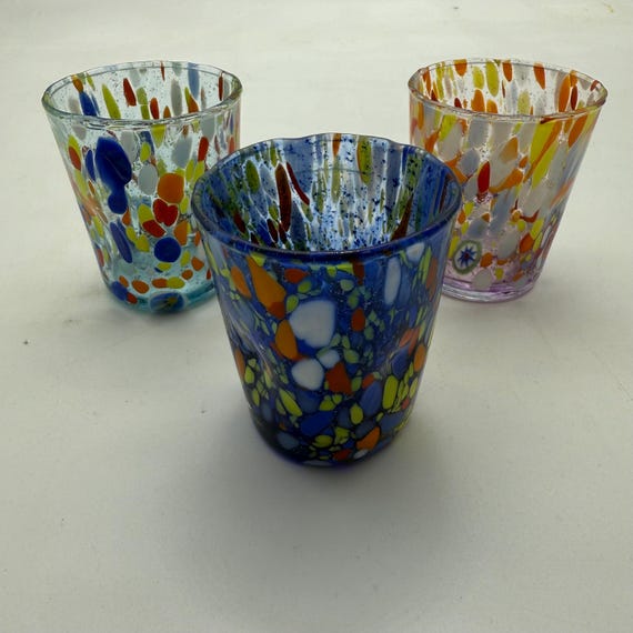 Murano glass Vetreria Zecchin 3 liqueur glasses in various colors