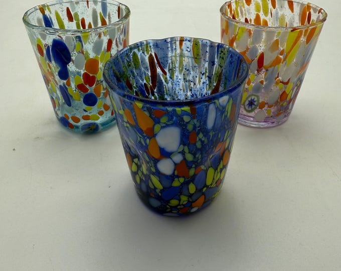 Murano glass Vetreria Zecchin 3 liqueur glasses in various colors