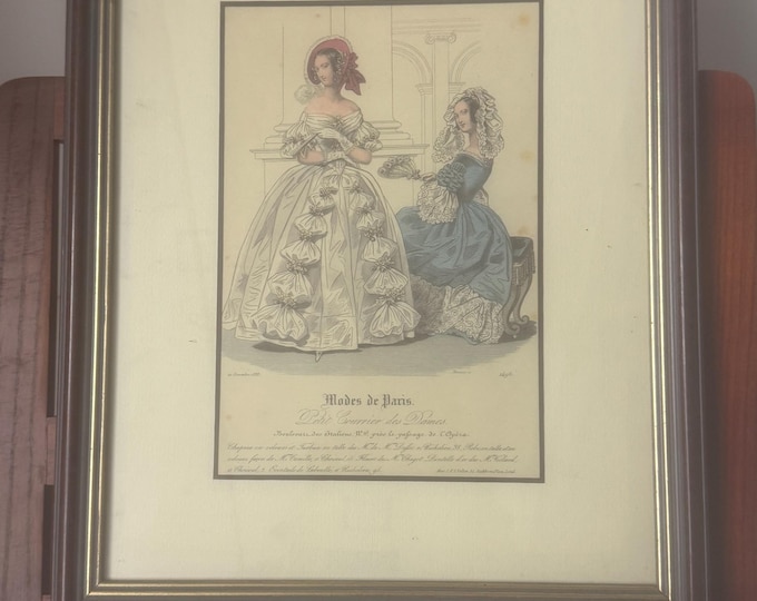 Stampa d'epoca incorniciata "Modes de Paris"
