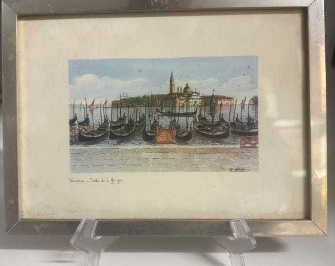 Watercolor by Carlo Salvini (1824-1899) “Venice, Island of San Giorgio”